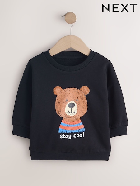 Negro con oso - Printed Sweatshirt (3mths-7yrs) (G84136) | 13 € - 16 €