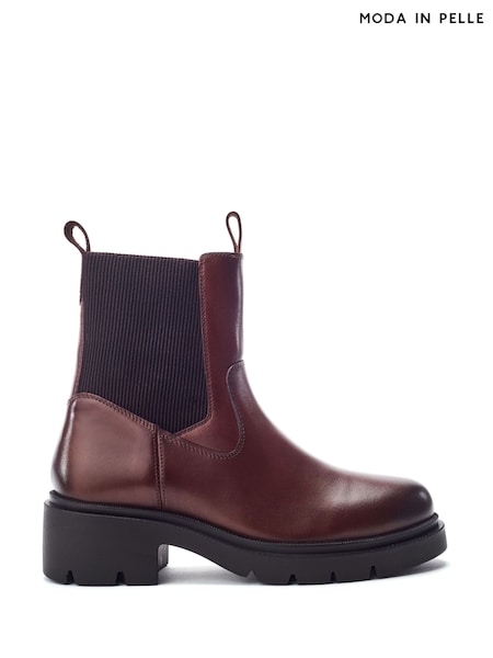 Қоңыр - Moda In Pelle Mbymoda Olliia Ribbed Elastic Block Heel Boot