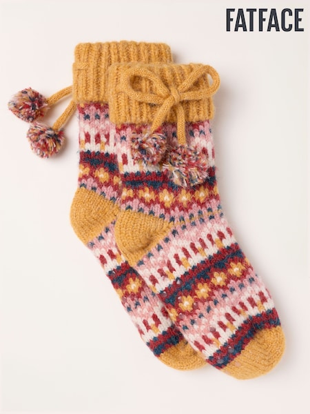 Mustard - Fatface Fairisle Slipper Socks