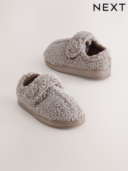 Neutral Borg - Warm Lined Touch Fastening Cupsole Slippers