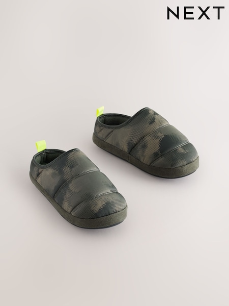 Khaki Camo - Warm Lined Slipper Mules