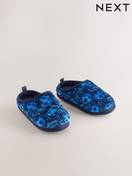 Blue Football - Warm Lined Slipper Mules