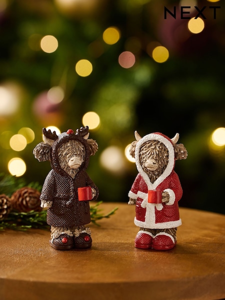 Set Of 2 Christmas Hamish The Highland Cow Ornaments
