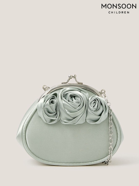 Monsoon Green Rose Satin Clip Frame Bag (G84666) | AED99