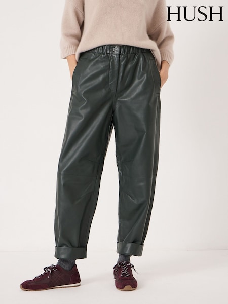 Hush Green Leather Jack Barrel Trousers (G84915) | 1,663 QAR