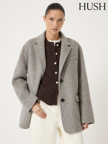 Hush Grey Pure Wool Double Faced Blazer (G84936) | SGD 368