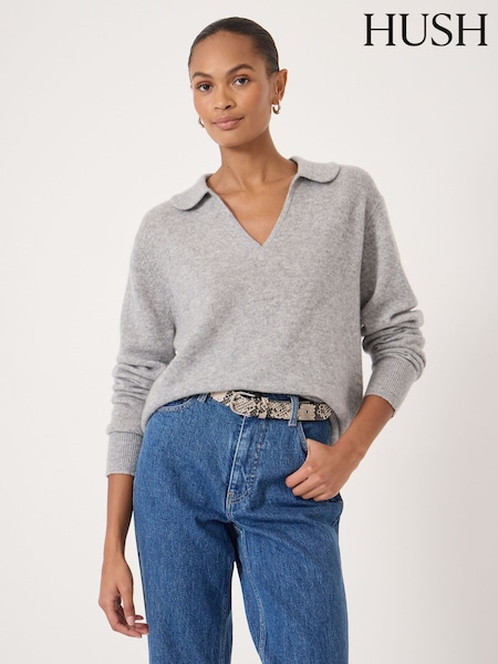 Hush Grey Cameron Cashmere Collared Jumper (G84938) | €226