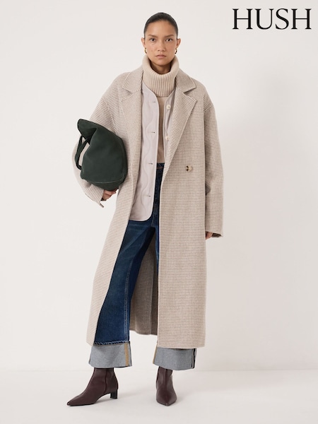 Hush Natural Mili Wool Double Faced Checked Coat (G84944) | R$ 2.665