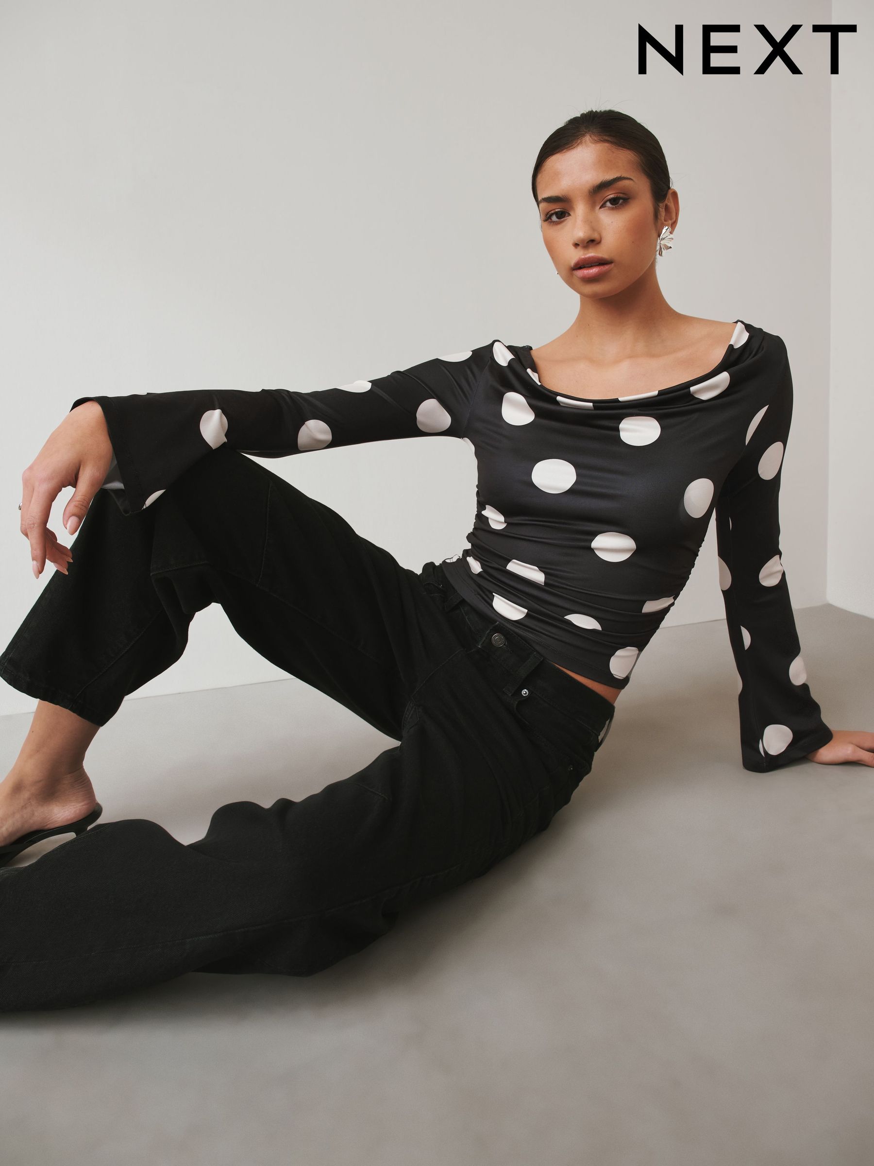 THE TOE 「Haarlem Drape Top」 SILK PLEAT NECK TOP - TOPAZ - Scanlan Theodore