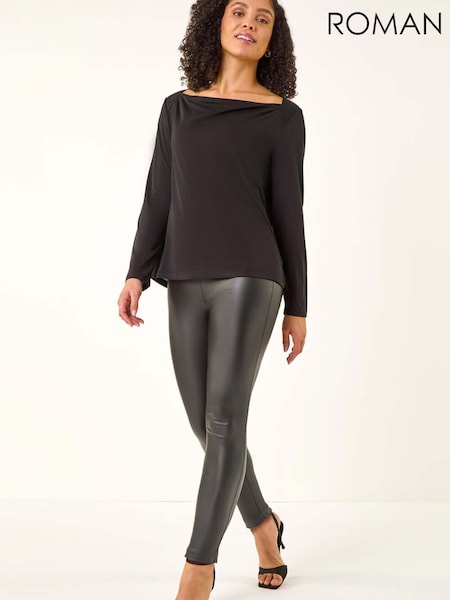 Negro - Roman Cowl Neck Premium Stretch Top (G85013) | 62 €