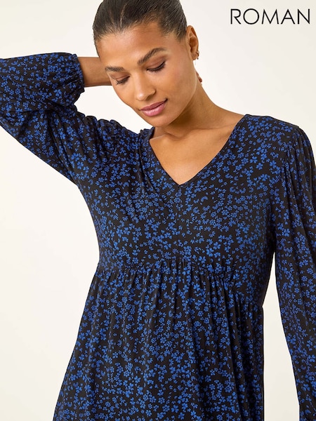 Roman Abstract Print V-Neck Tunic Top (G85022) | ‏330‏₪