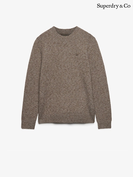 Dull Brown - Regular Superdry Brushed Cable Sleeve Jumper