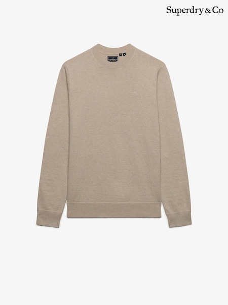 Cream - Regular Superdry Essential Lw Wool Blend Jumper