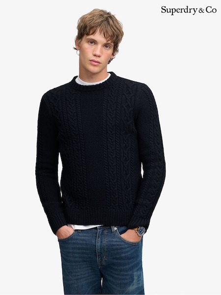 Azul - Regular Superdry Jacob Cable Jumper