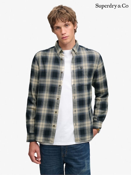 Blue/Yellow - Regular Superdry Long Sleeve Cotton Lumberjack Shirt