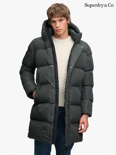 Zaļš - Regular Superdry Hooded Sports Puffer Coat