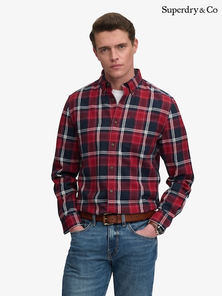 Red/Blue - Regular Superdry Long Sleeve Cotton Lumberjack Shirt