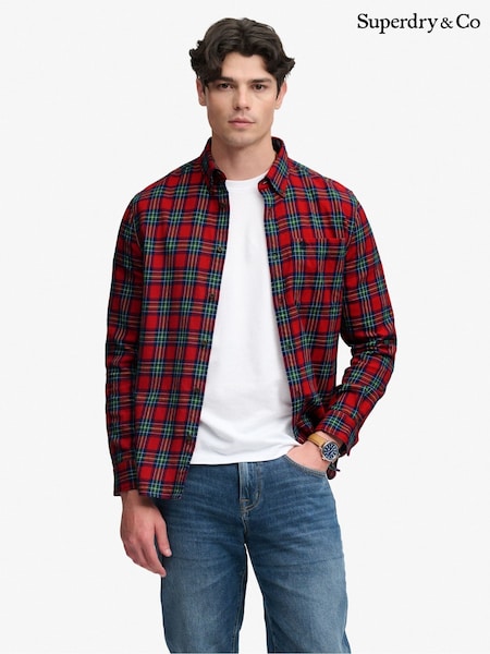 Sarkans - Regular Superdry Long Sleeve Cotton Lumberjack Shirt