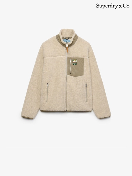 Cream - Regular Superdry Mountain Full Zip Fleece