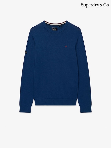 Μπλε κοβαλτίου - Regular Superdry Prep Essential Cotton Half Zip Jumper