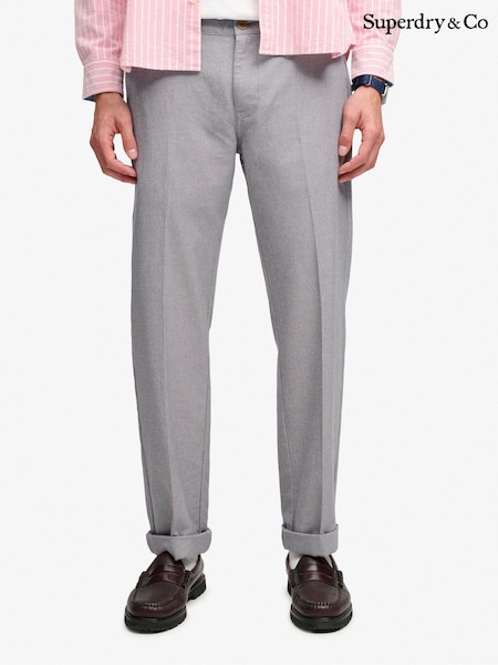 Grey - Regular Superdry Premium Textured Regular Chinos