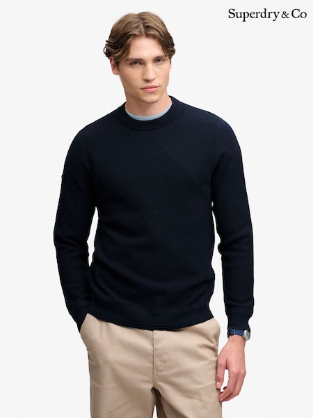 Blue - Regular Superdry Texture Knit Jumper