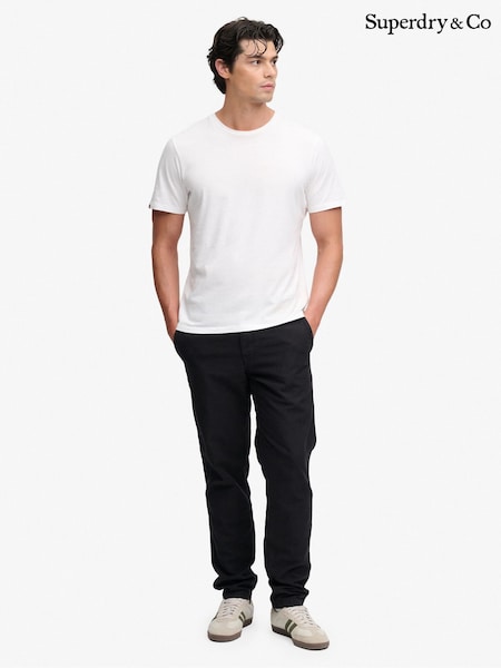 Charcoal Black - Regular Superdry Tapered Washed Chinos