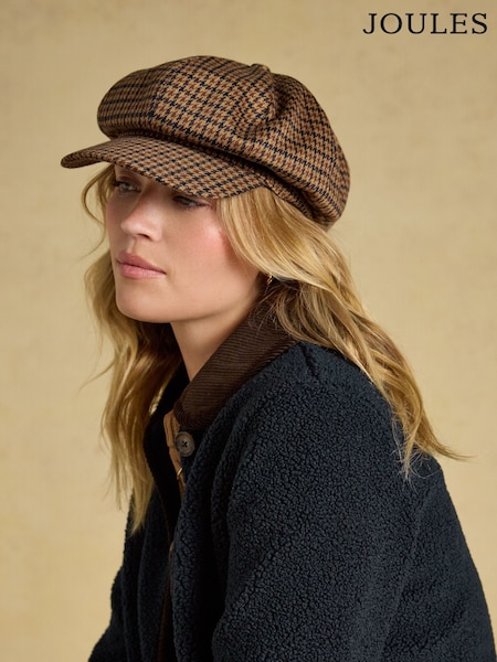 Neutral Houndstooth - Joules Elvaston Tweed Hat