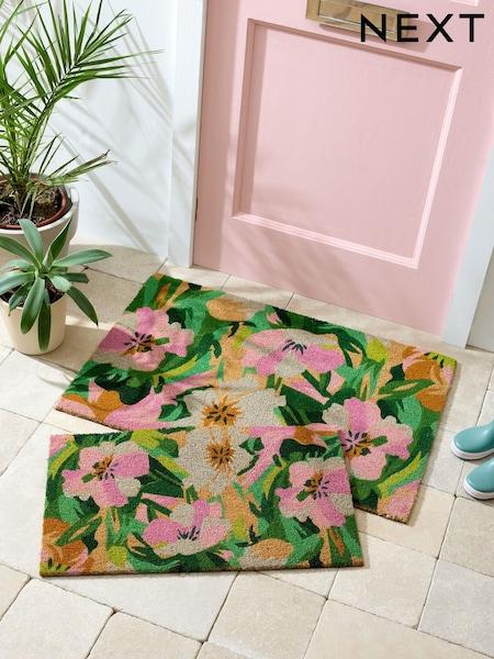 Bright Floral Coir Doormat
