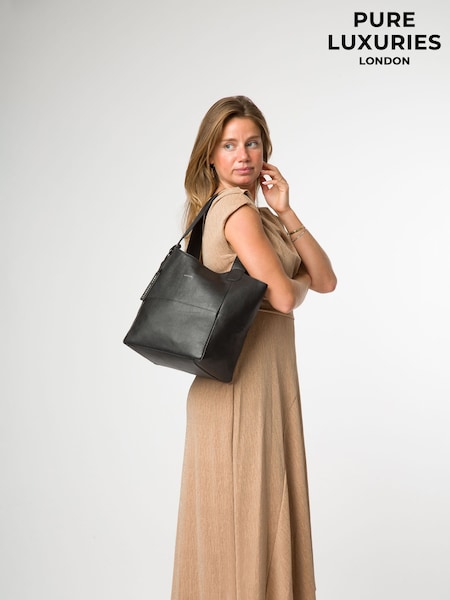 Pure Luxuries London 'Fizz' Black Leather Tote Bag (G85912) | 69 €