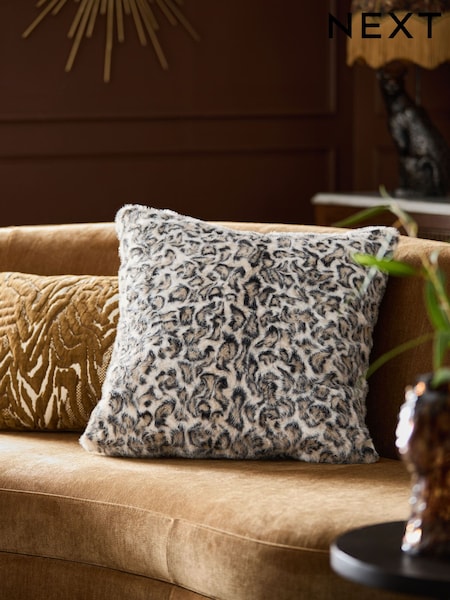 Faux Fur Leopard Print Swirl Cushion