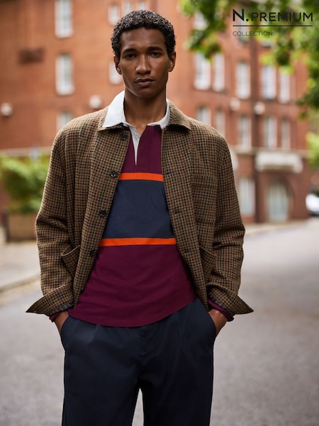 Brown - Regular N. Premium Dogtooth Chore Jacket With Wool