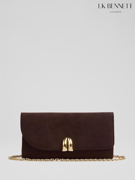LK Bennett Chocolate Brown Florence Suede Clutch Bag (G86272) | kr2 811