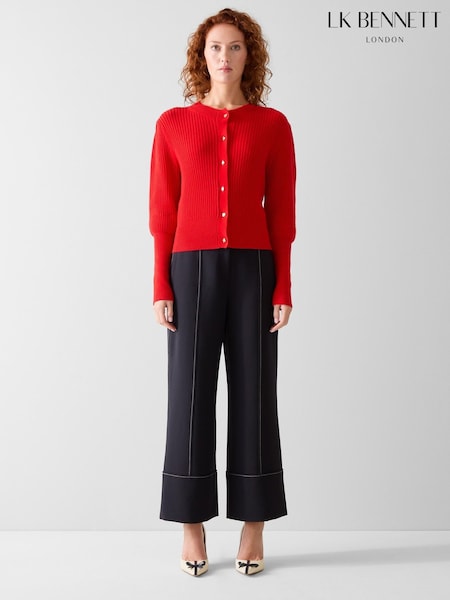 LK Bennett Natty Navy Wool Puff Sleeve Jumper (G86280) | kr2 811