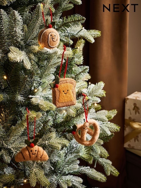 Set Of 4 Felt Christmas Baubles