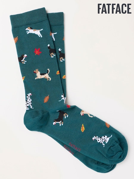 Green - Regular Fatface Dog Socks