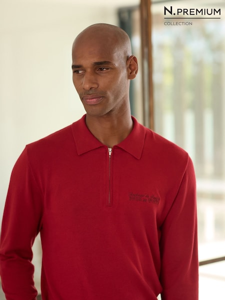 ក្រហម - Regular N. Premium Slim Fit Quarter Zip Jumper