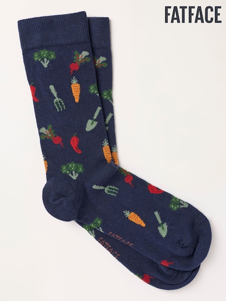Navy - Regular Fatface Vegetable Socks