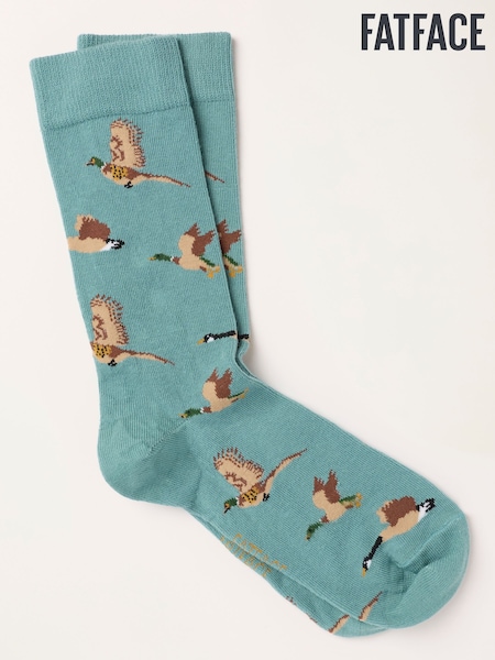 Green - Regular Fatface Geese Socks