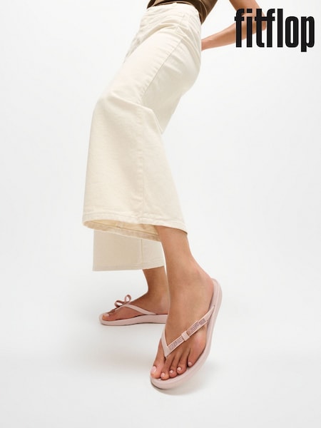 FitFlop Pink Iqushion Glitz-Bow Flip Flops (G87404) | $100