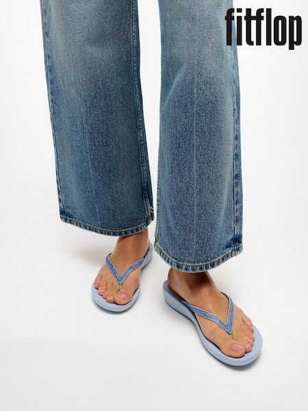 FitFlop Blue Iqushion Sparkle Sandals (G87411) | $100