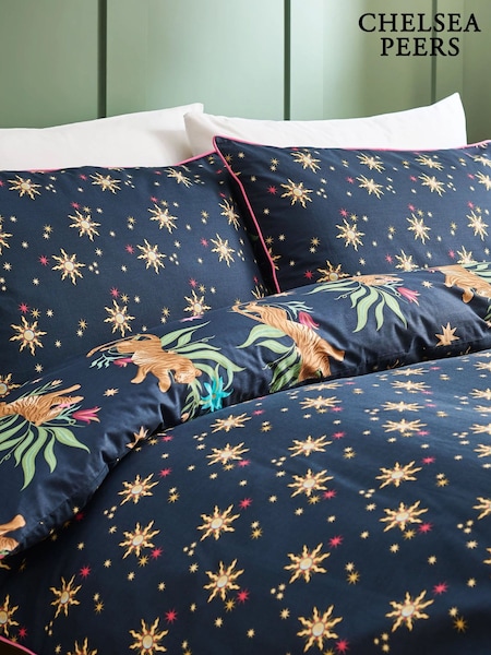 Chelsea Peers Blue Cotton Enchanted Tiger and Twinkling Sky Print Reversible Bedding Set (G87453) | €78 - €106