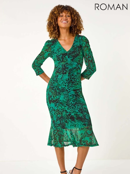 Roman Printed Mesh Midi Dress (G87461) | 115 €