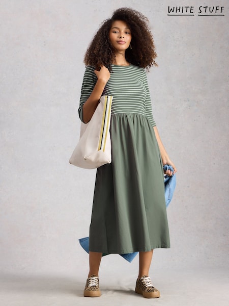 White Stuff Green Shay Jersey Mix Dress (G87623) | SGD 163