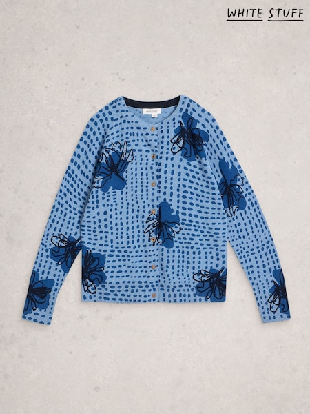 White Stuff Blue Lulu Print Cardigan (G87628) | 318 QAR