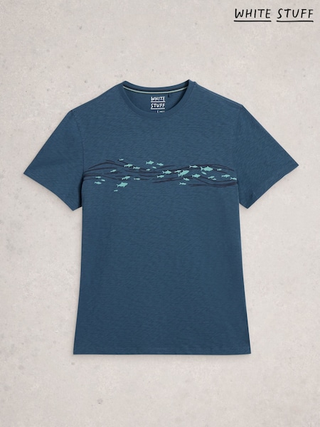 White Stuff Blue Abersoch Swim Fish Graphic T-Shirt (G87638) | Rp 597,000