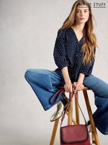 White Stuff Blue Ruby Cotton Top (G87660) | €59.50