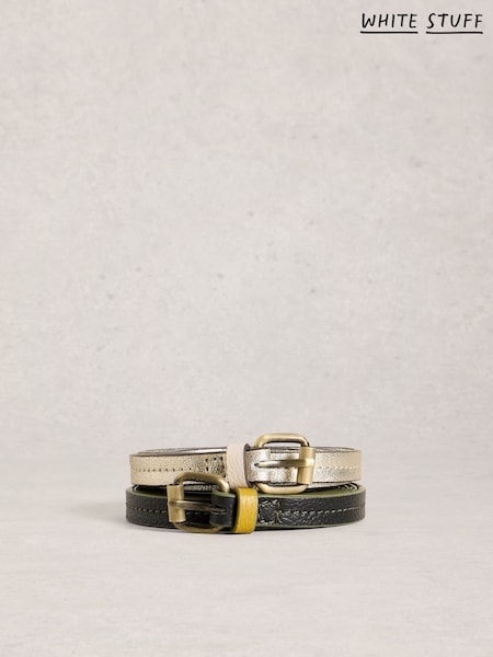 White Stuff Black/Gold Belts 2 Pack (G87747) | 261 SAR