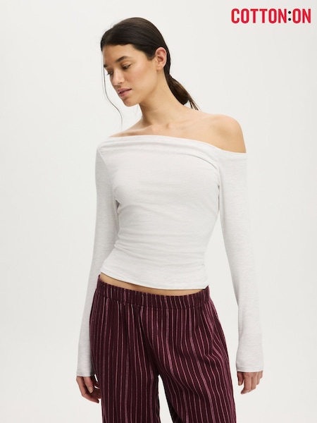 Gris - Cotton On Dreamy Soft Off The Shoulder Long Sleeve Top (G88156) | 32 €