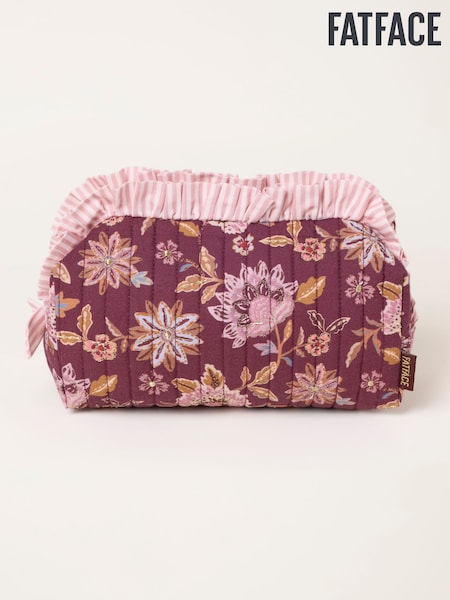 Purple - Fatface Floral Print Quilted Make Up Bag